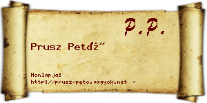 Prusz Pető névjegykártya